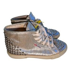 Superga Silver Studded Hi top Sneakers Size 37 EU US 6.5